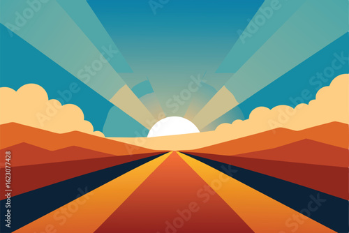 sunny day with clouds and rays  .eps