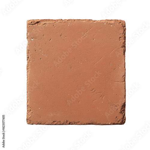 Terracotta square tile isolated on transparent background