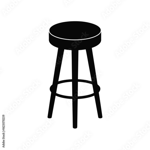 Black and white illustration of a simple round bar stool