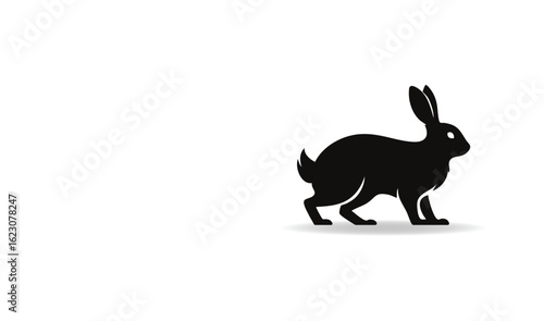 Silhouette of a Black Rabbit Standing with Shadow Effect