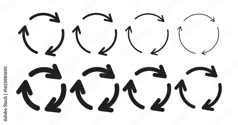 Ταπετσαρία Collection of three circular arrows vector icons
