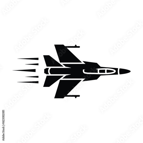 Silhouette of a Fighter Jet Flying Fast with Jet Stream