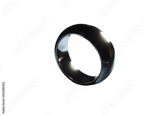 Polished Glossy Ring on a White Background