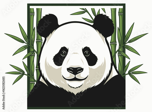 panda bear with bamboo