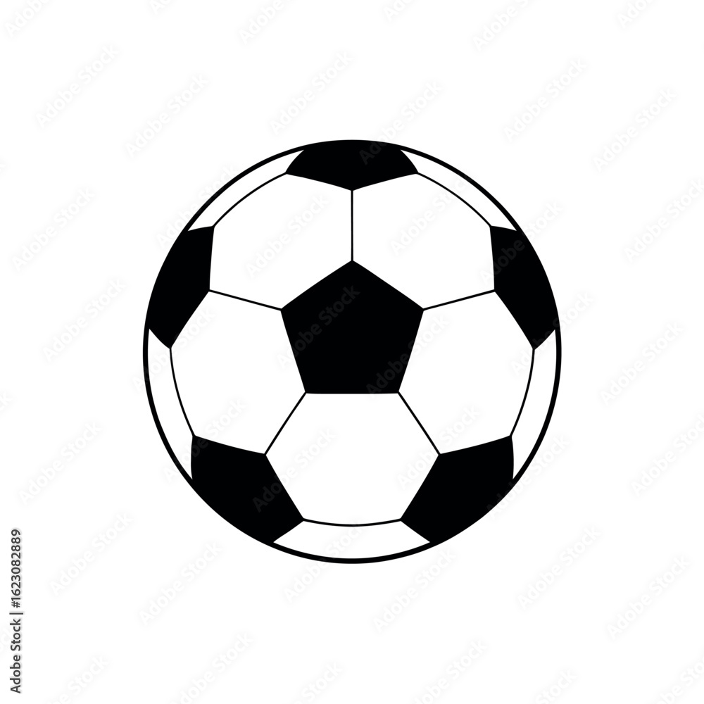 Fototapeta premium Black and white soccer ball graphic with pentagon and hexagon pattern football sport