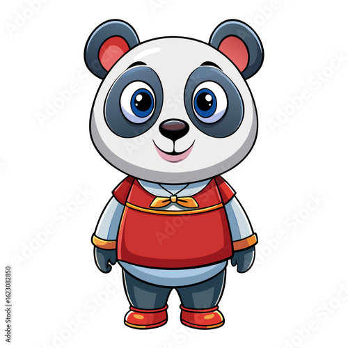 Happy cartoon panda bear character smiling, cute and fun wildlife illustration