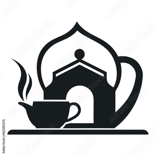      Tea house logo vector illustration.

