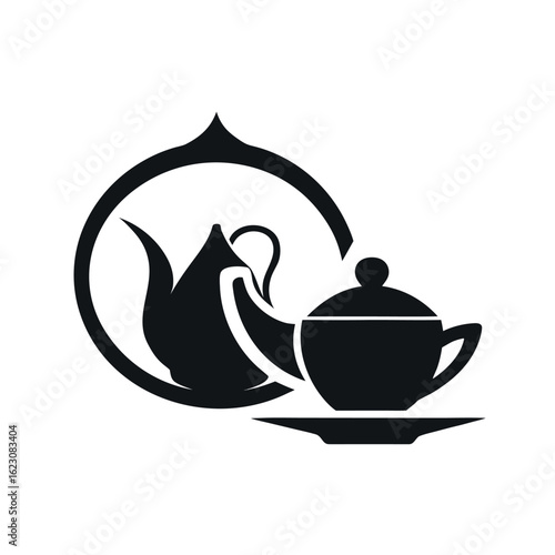      Tea house logo vector illustration.


