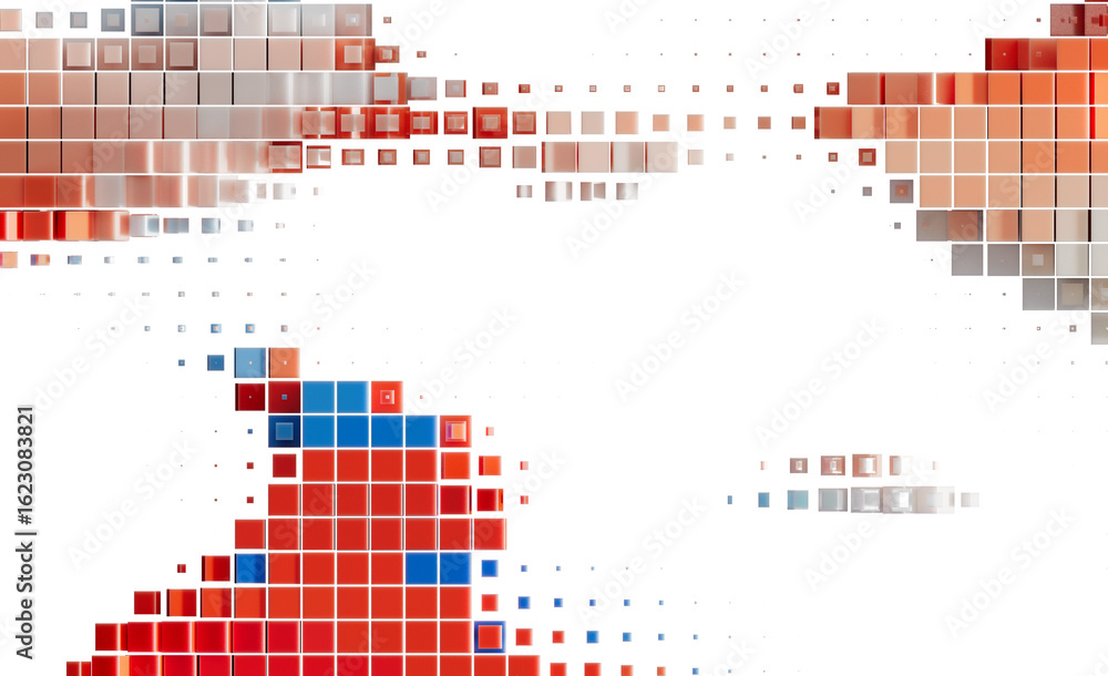 Fototapeta premium Abstract Red Blue Mosaic Pixel Art Background