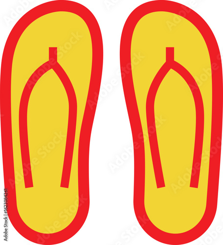 Colorful flip flops icon representing beach footwear, casual summer style, and tropical vacations. Perfect for travel graphics, summer promotions, fashion catalogs, and beachwear branding designs