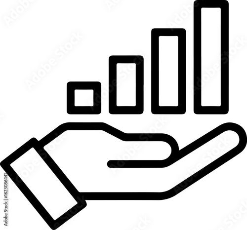 Hand holding a rising bar graph representing financial growth and positive performance