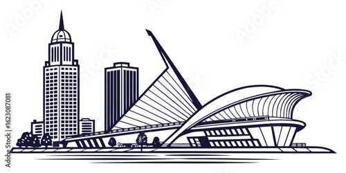 U.S. Bank Center, Milwaukee Art Museum - Downtown Vector