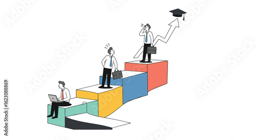 Visualizing career progression through steps towards educational achievement and professional growth