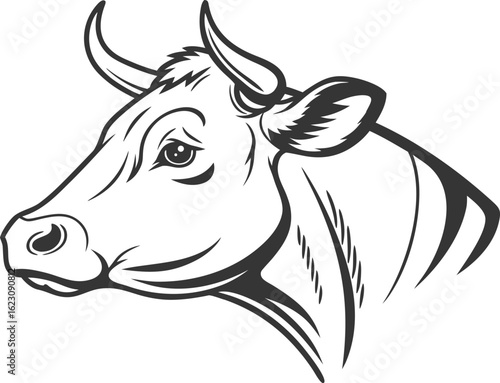 Cow head vector silhouette illustration