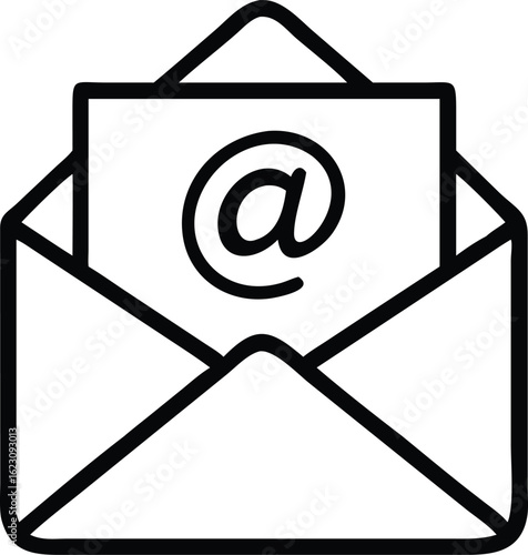 Digital Letter of Connection: An open envelope unveils a digital document bearing an email symbol, signifying communication and online connectivity.