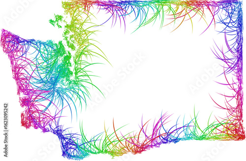 Rainbow sketch outline map of Washington 