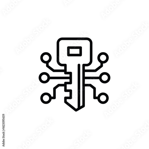 Digital key icon representing cybersecurity and access