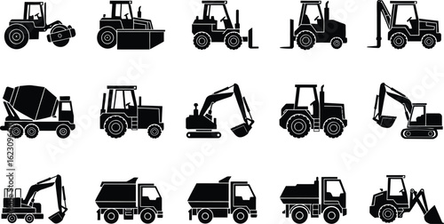 Construction Vehicle Silhouette Vector Set