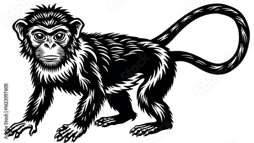 Artistic monkey silhouette design capturing primate grace and simplicity in vector format