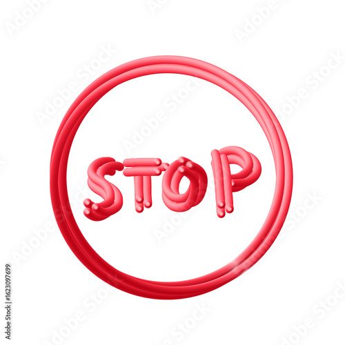  Red Circle STOP Hand-Drawn Sign