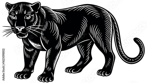 Majestic panther prowling in a dynamic silhouette against a vibrant background design