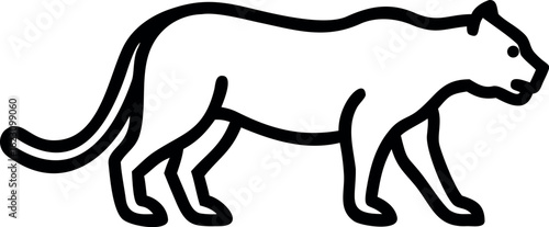 Majestic panther prowling with a powerful stance in a bold silhouette design