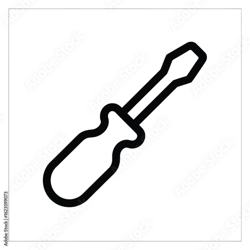 Simple outline icon of a screwdriver on a white background