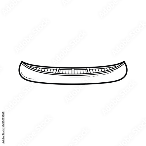 Hand drawn sketch of a canoe on a white background