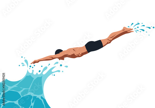 Diver slicing through the air a moment before impacting water