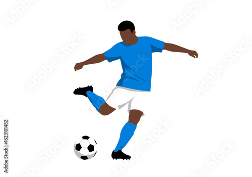 Soccer star poised ball at the ready for the swift decisive kick