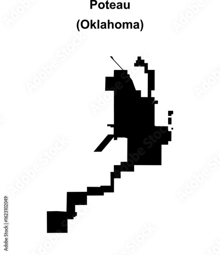 Poteau (Oklahoma) blank outline map