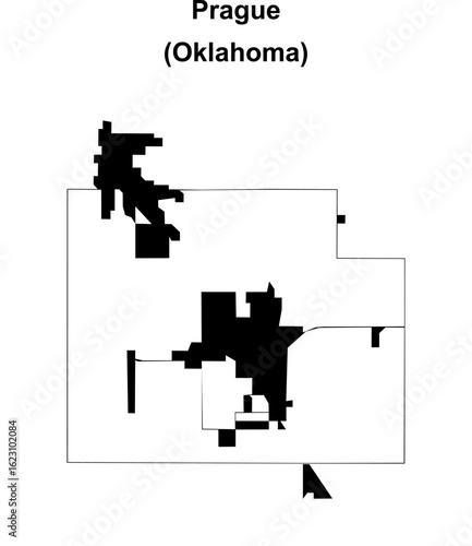 Prague (Oklahoma) blank outline map