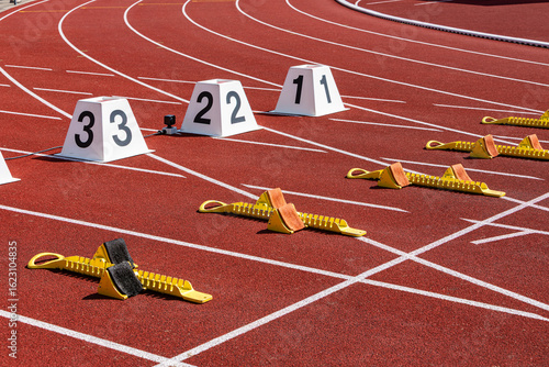 background for athletics with tartan tracks in stadium