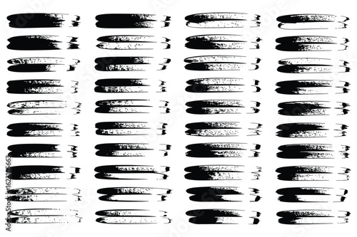 Black paint strokes pattern on white background offering artistic texture and expressive design possibilities for creative projects and abstract compositions
