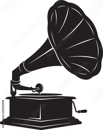 Vintage gramophone isolated on white background, a classic music player