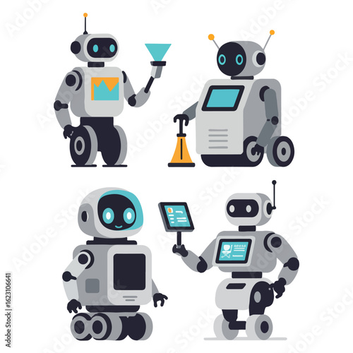 illustration vector graphic of museum service robots