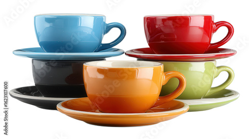 Wallpaper Mural Coffee Cups with Saucers background isolated on a Transparent background, PNG file. Torontodigital.ca