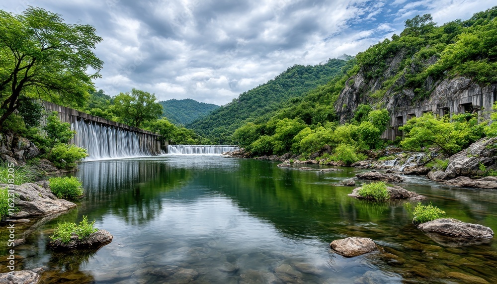 Fototapeta premium Serene mountain river landscape