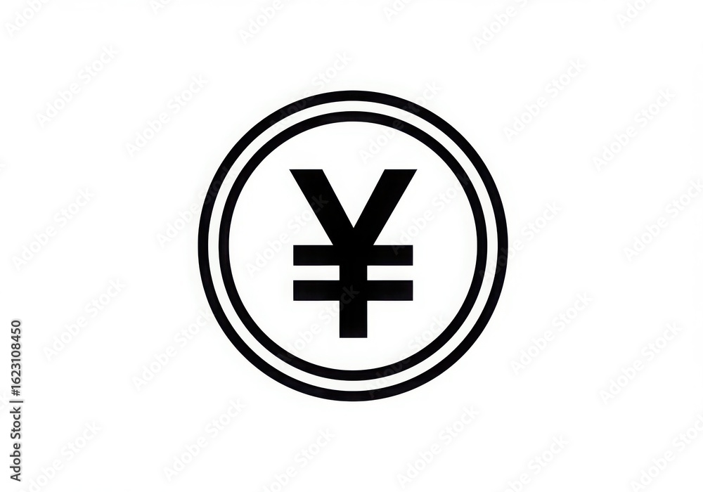 Obraz premium Yen currency symbol inside oval outline isolated on white background