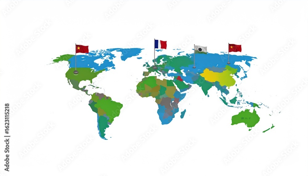 Obraz premium World map with flags