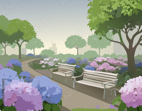 アジサイと風景