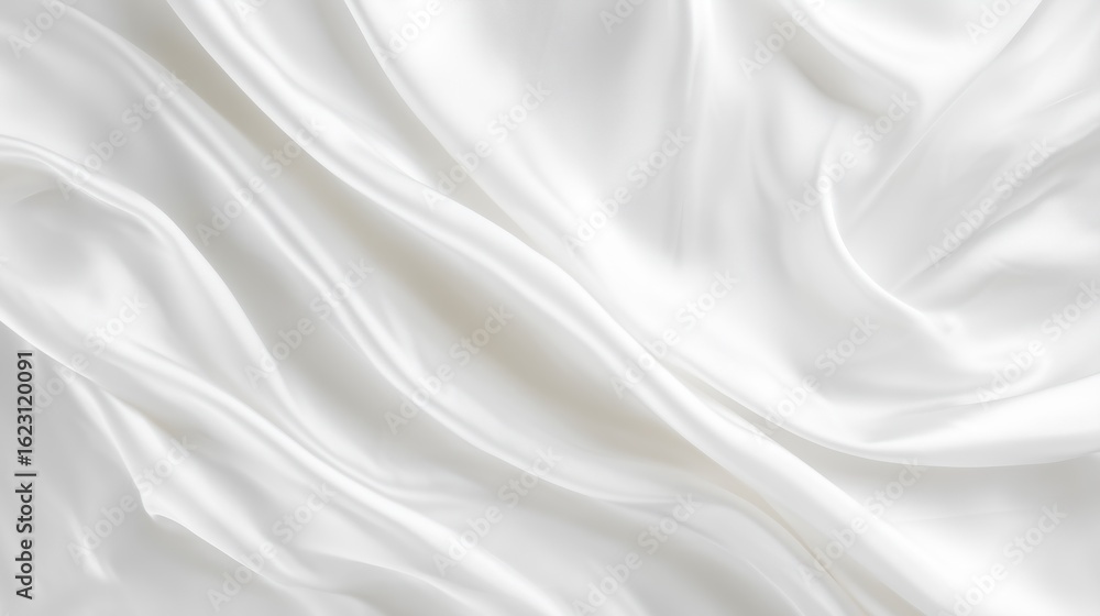 Obraz premium Silky White Fabric with Flowing Waves: Elegant Background for High-End Design Projects