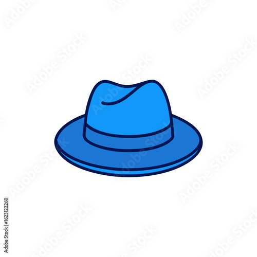Blue fedora hat isolated on transparent background