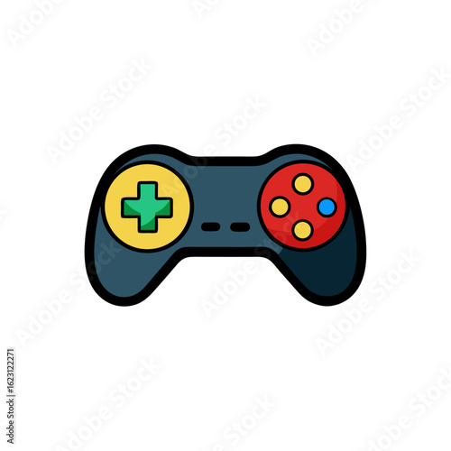 Video game controller with buttons isolated on transparent background