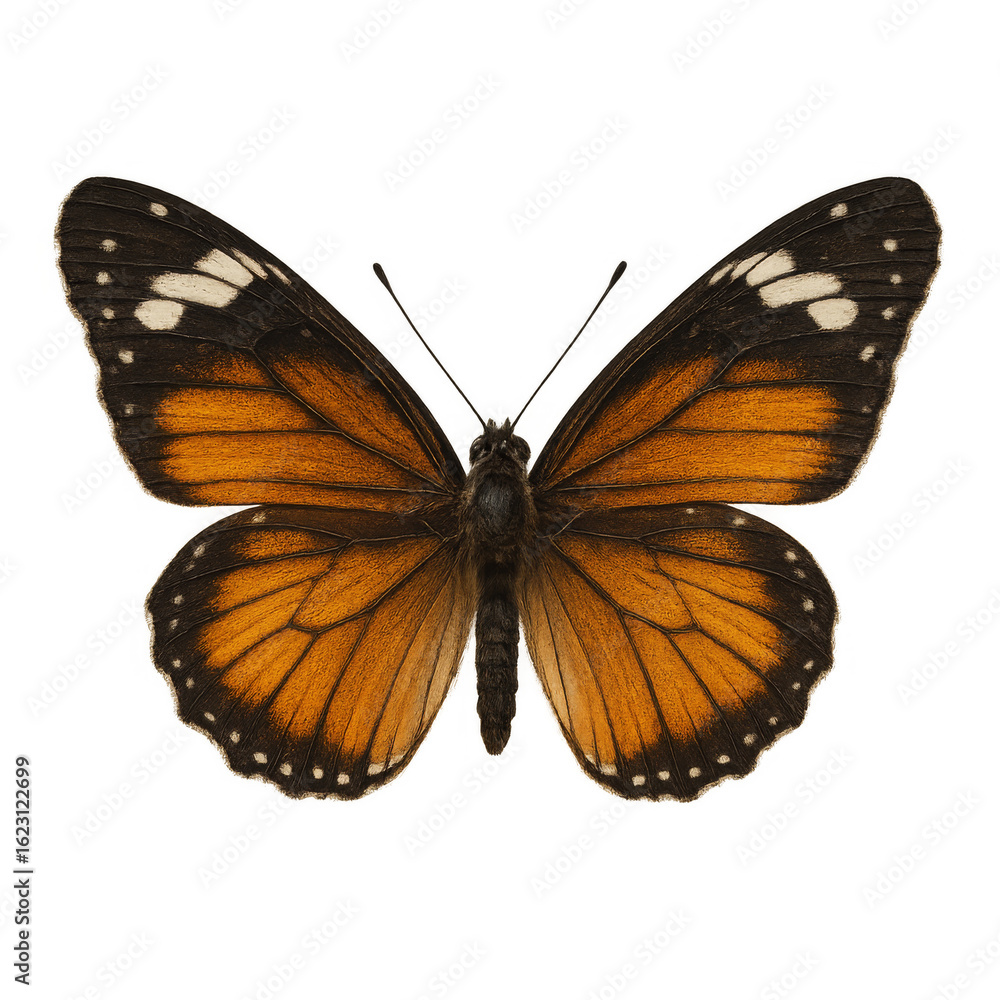 Obraz premium Beautiful danaus plexippus showing its wonderful wings on transparent background