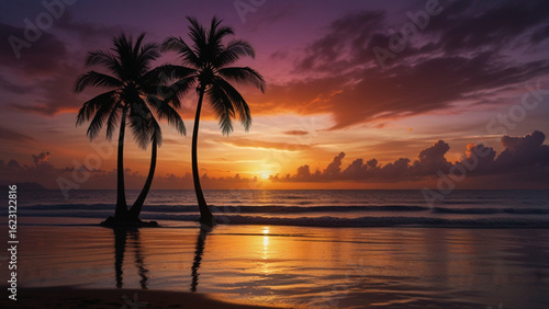 Golden Sun Setting Over Calm Ocean Surface
