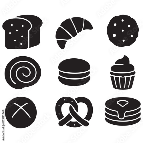 Food and bakery icon set with cakes coffee and pastries vector illustration