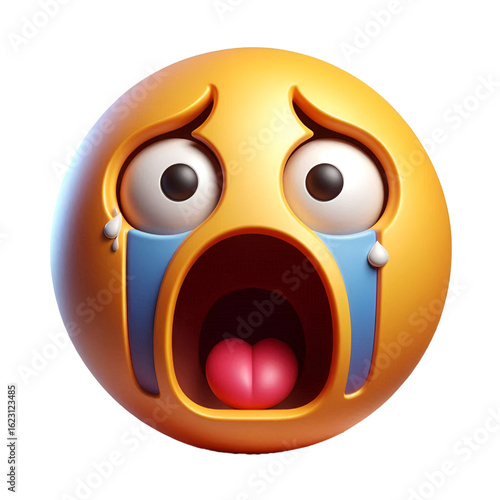 Face screaming in fear three-dimensional emoji