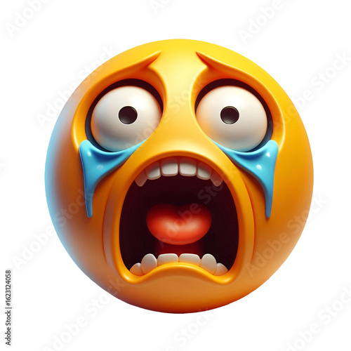 Face screaming in fear three-dimensional emoji