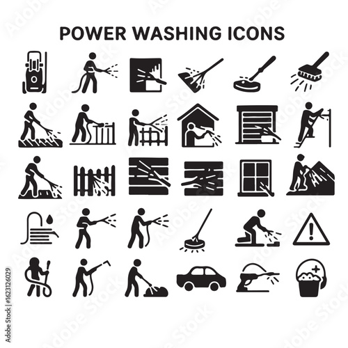 Power washing line 40 icon set.